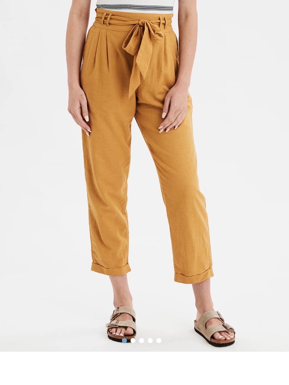 Paperbag Waist Tan Women's Chinos with Self-Tie Belt